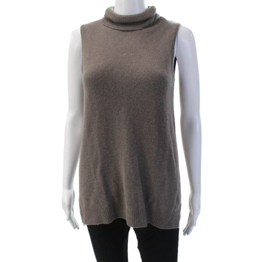 Charter Club Cashmere Unisex Sleeveless Mock Neck Pullover Vest Brown Size XS
